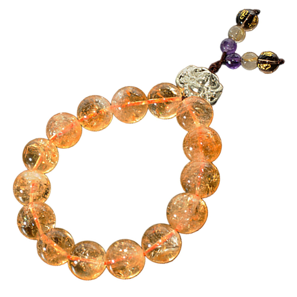 五福臨門{銀}&黃晶手珠14mm【十方】129901