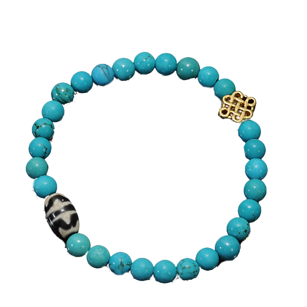 虎牙天珠&吉祥&綠松石手珠6mm【十方】130169