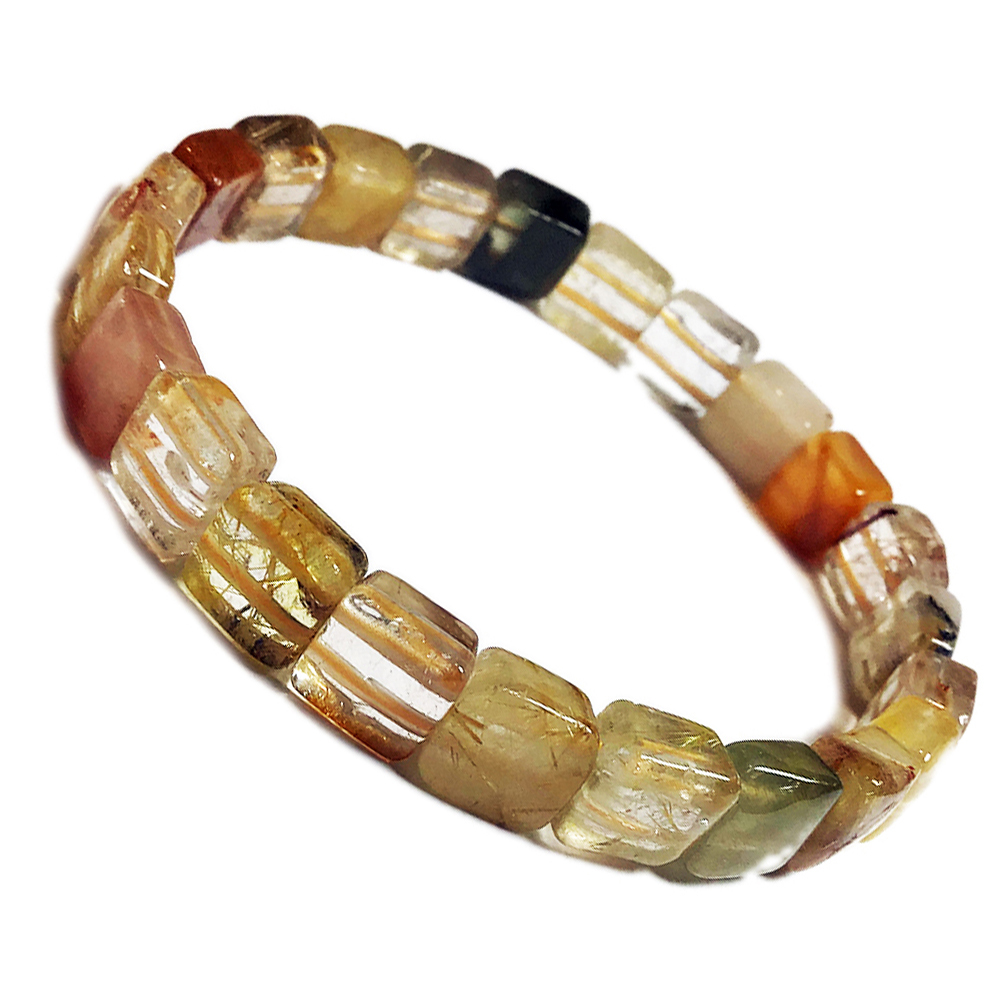 招財鈦晶&黃晶方型手鍊8mm【十方】129904