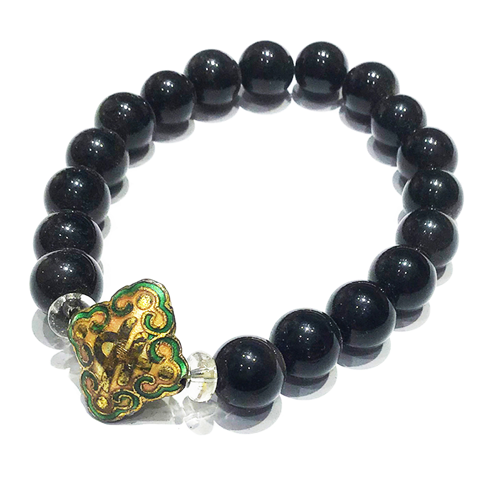 金吉祥{琺瑯}黑曜岩手珠10mm【十方】130252