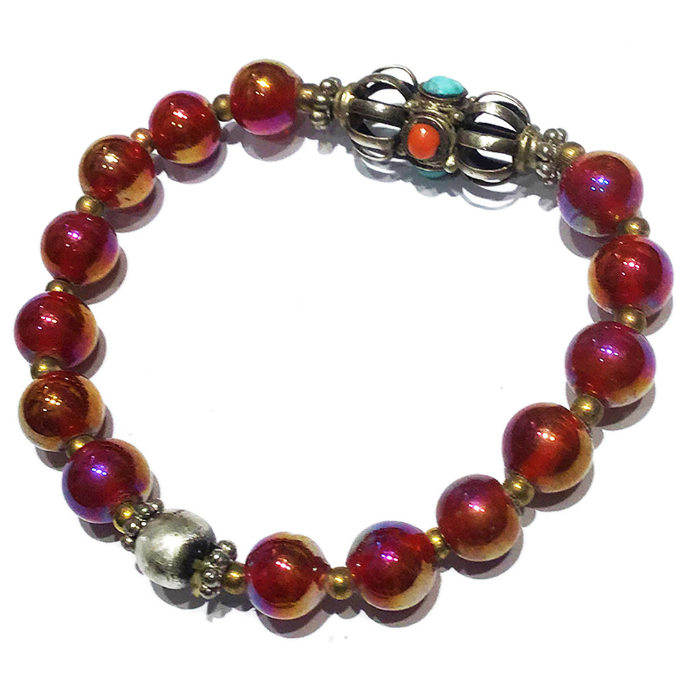 金剛杵925銀&紫琉璃手鍊8mm【十方】131076