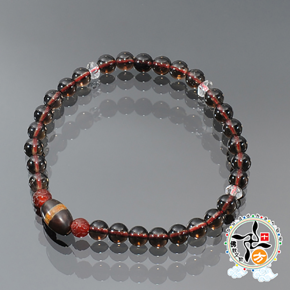 天珠線珠&茶晶手珠6mm【十方】131361