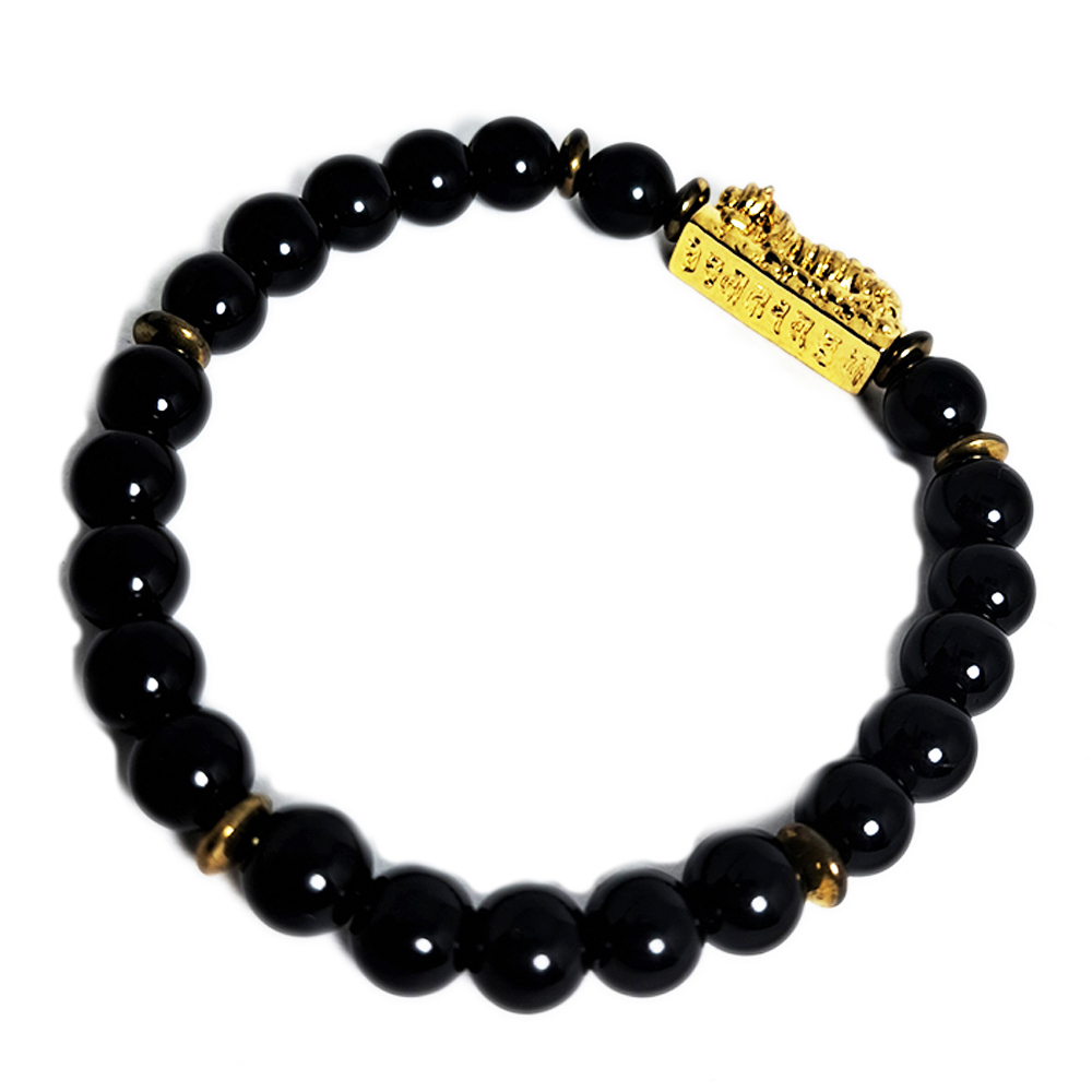 咬錢虎(小金虎)&黑曜岩手珠6mm【十方】132826