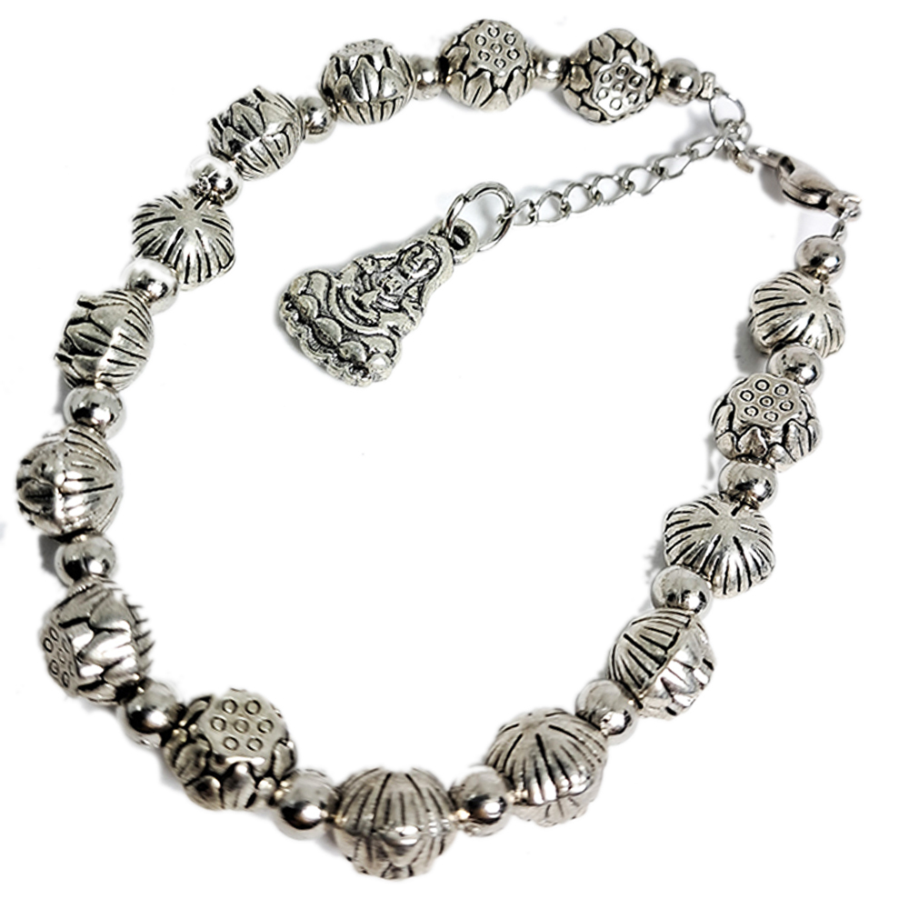 觀音+蓮花{藏銀}手鍊【十方】132733