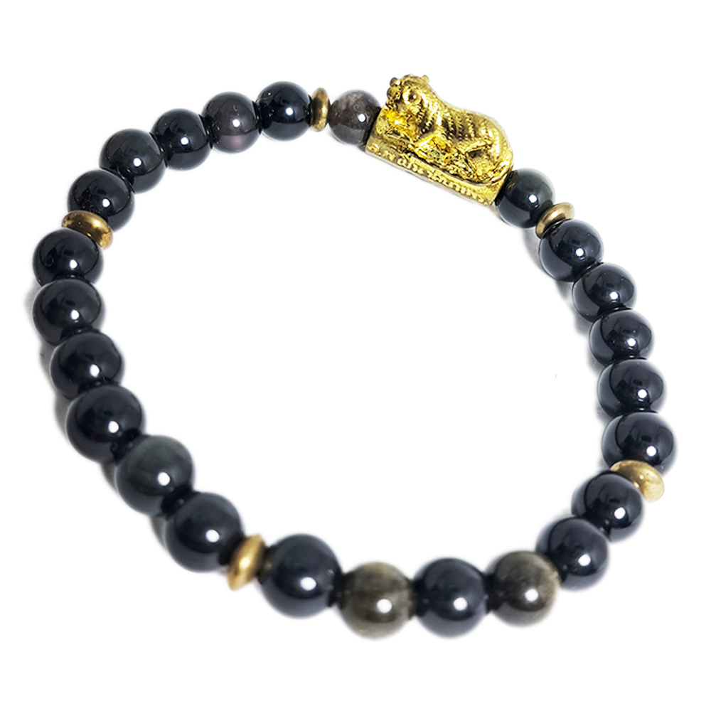 咬錢虎+黑曜岩手珠6mm【十方】132104