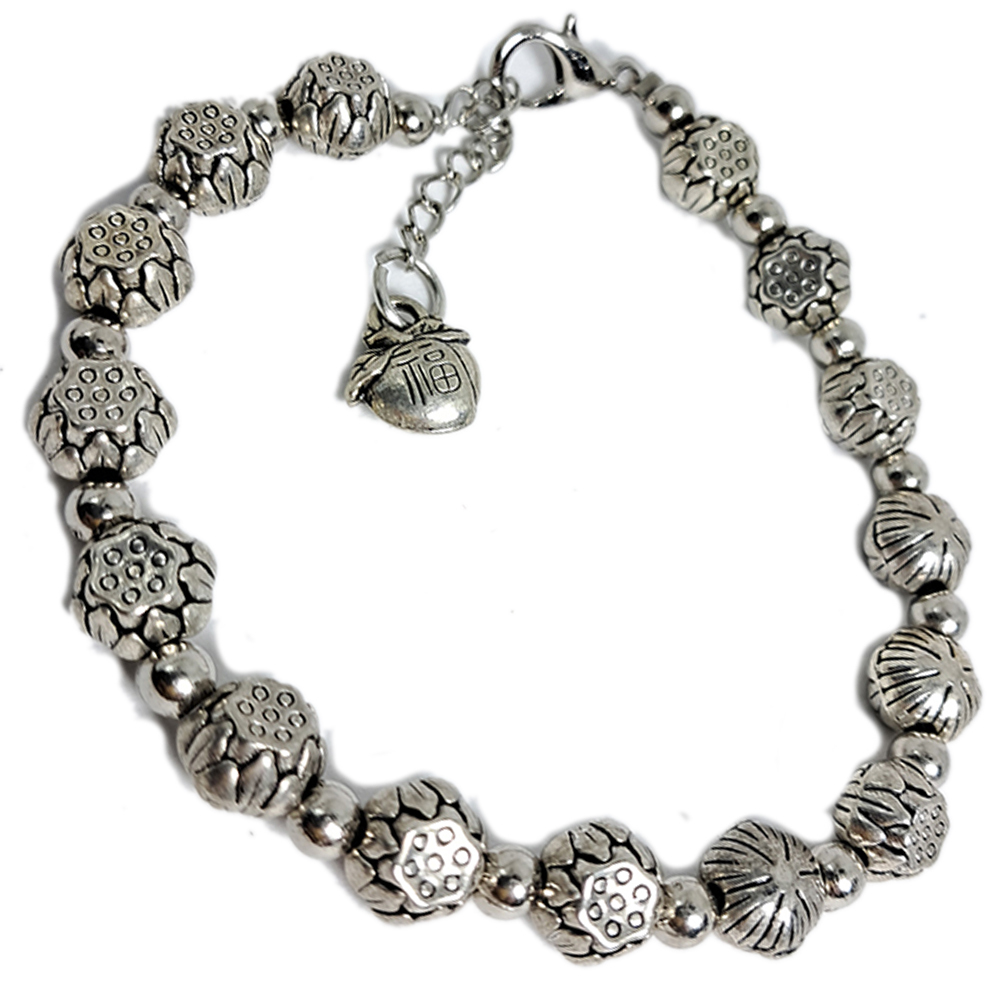 蓮花+壽桃{藏銀}手鍊【十方】132736