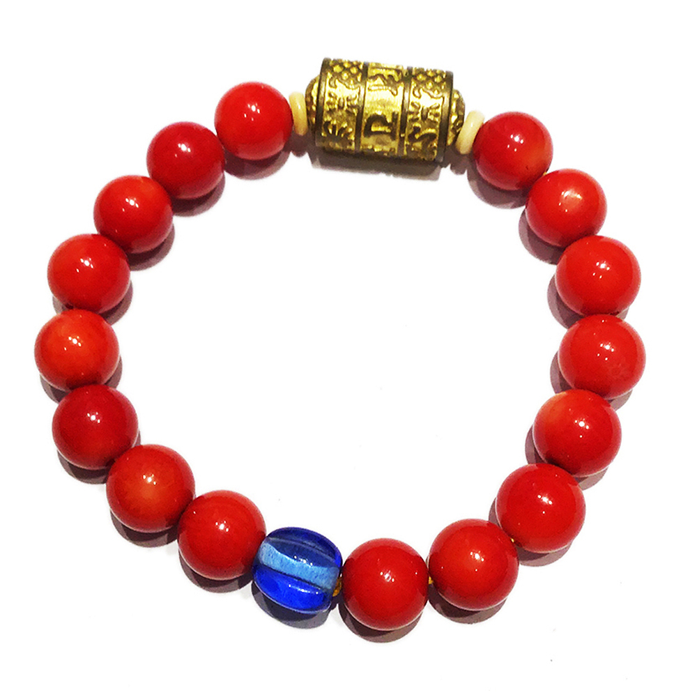 轉經輪+珊瑚{海竹}手珠10mm【十方】132756