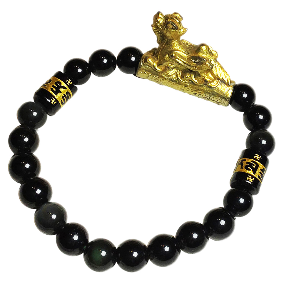  招財飛天貔貅{黑曜岩}手珠8mm【十方】133600