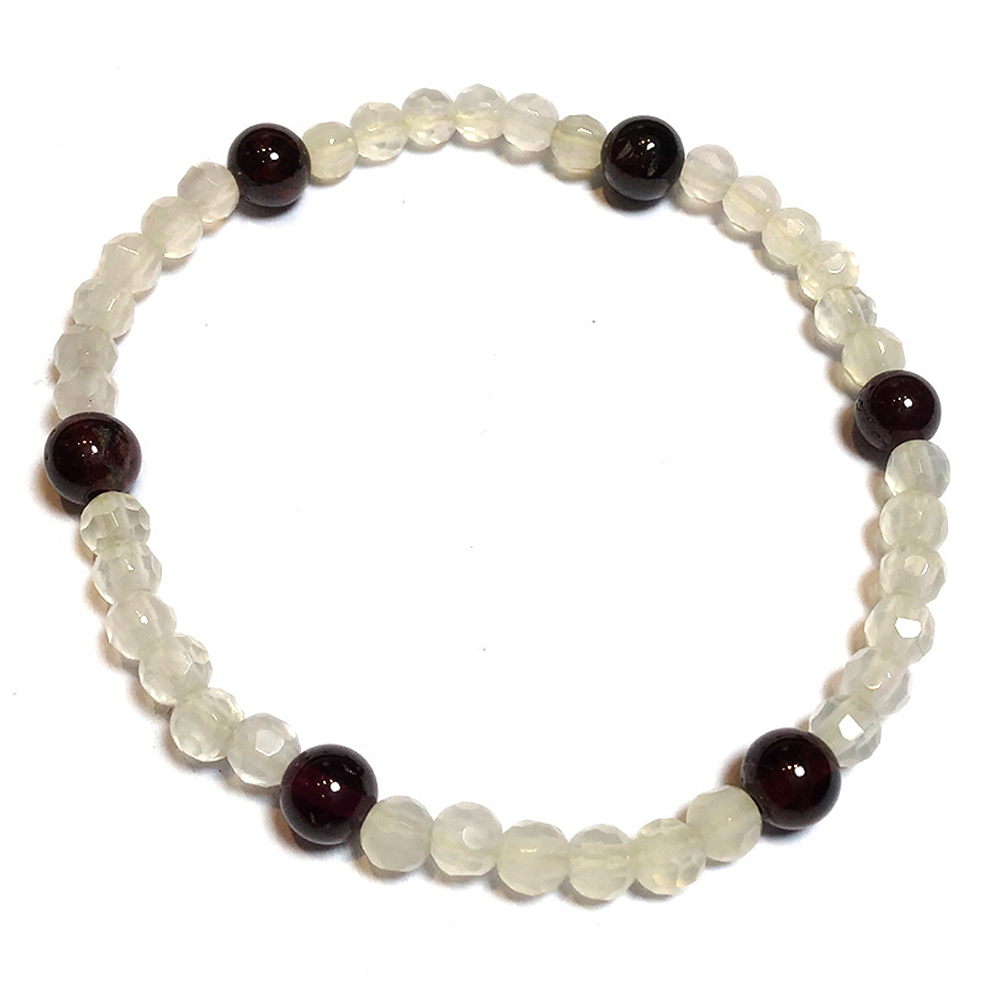 紅石榴+月光石{晶鑽}手珠4mm【十方】134345