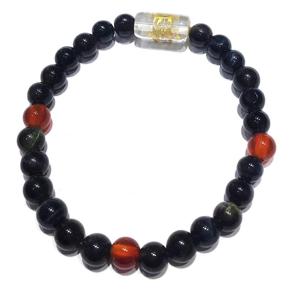  轉經輪{水晶}黑曜岩手珠6mm【十方】133693