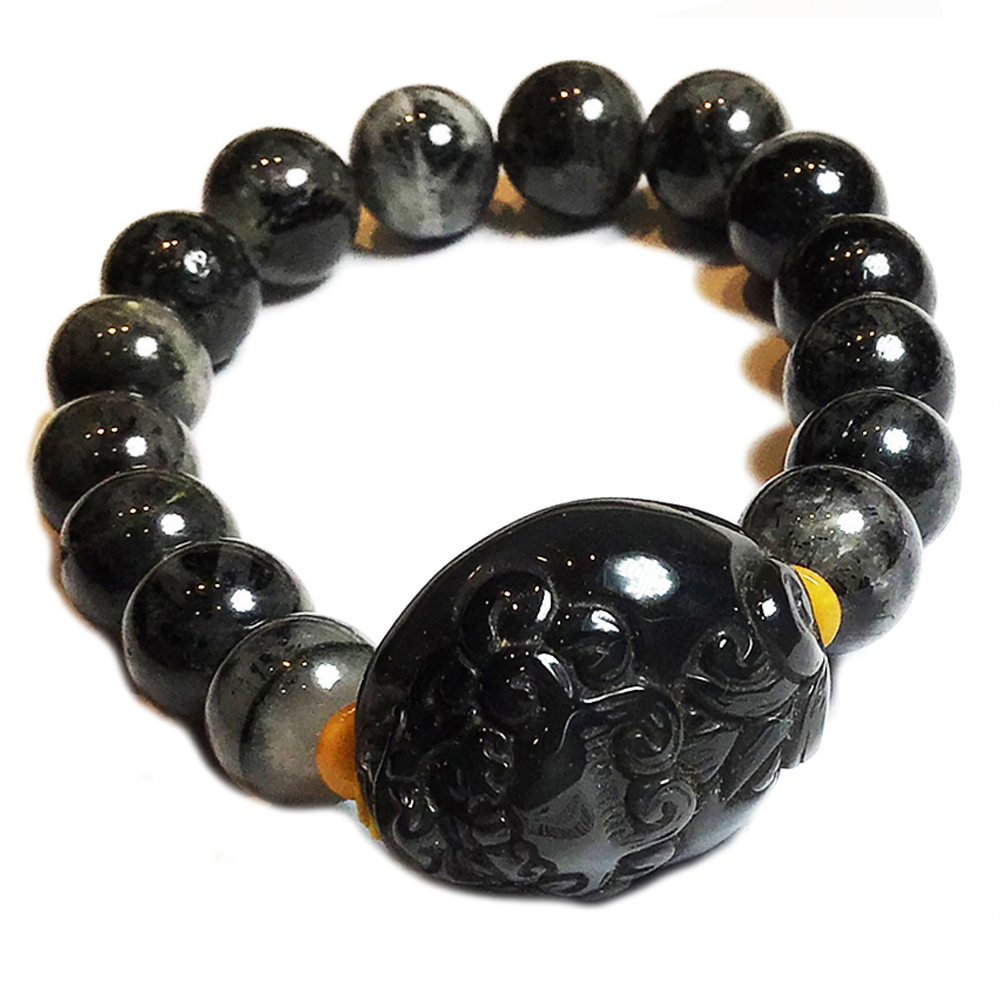 龍龜+黑碧璽髮晶手珠12mm【十方】134050