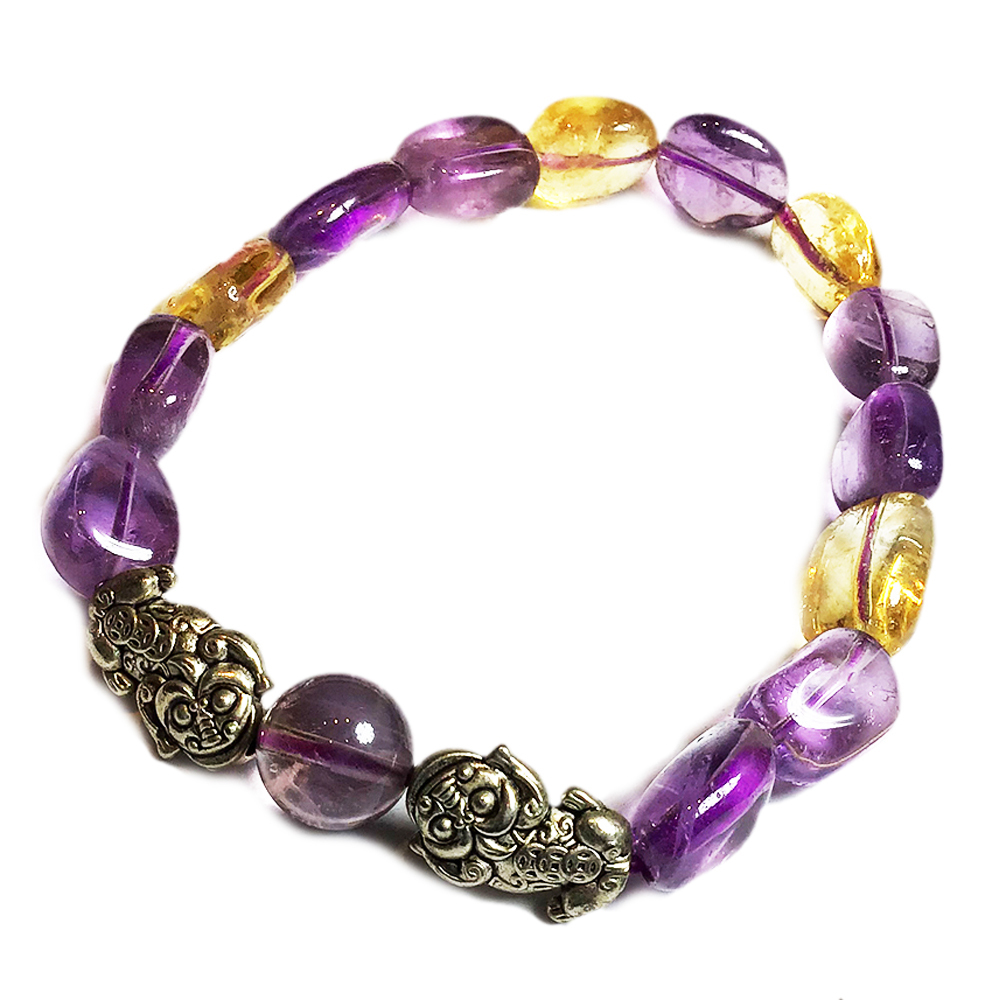 豼;貅{藏銀}+紫黃晶手珠12*8mm【十方】134790