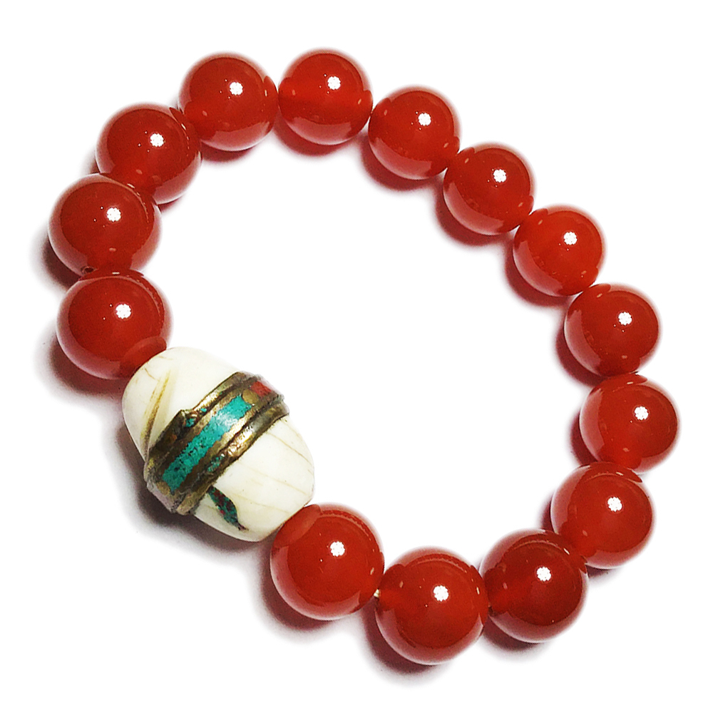  老硨磲+紅玉髓手珠14mm【十方】134402