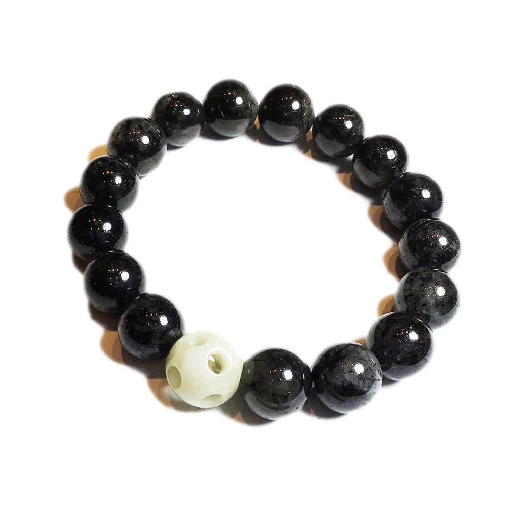 八方來財{玉}黑髮晶手珠13 mm【十方】135432