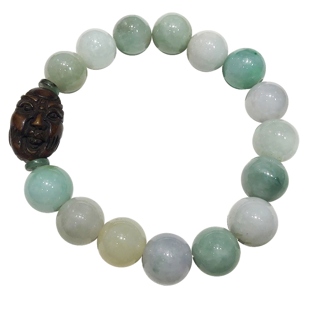 羅漢(黑檀)+緬甸玉芙蓉種手珠12mm【十方】135679