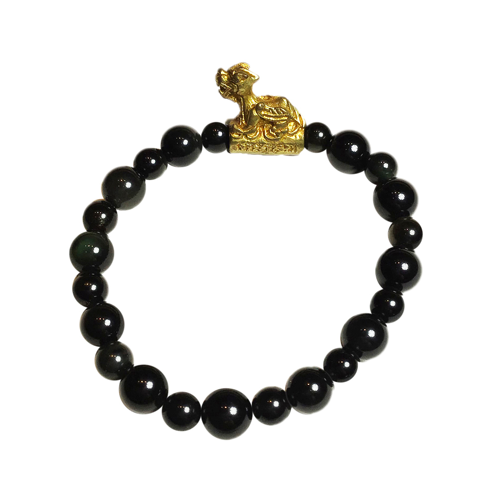 飛天貔貅+黑曜岩手珠7mm【十方】135464