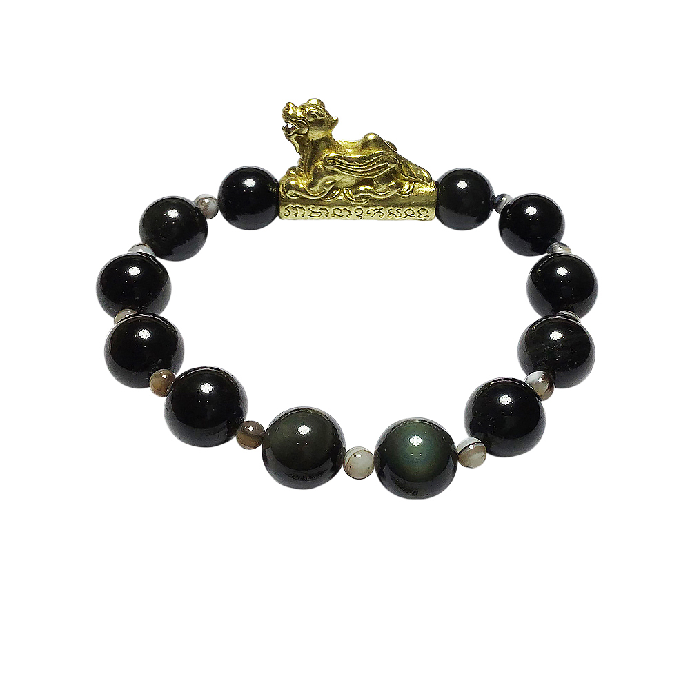 飛天豼貅+黑曜岩手珠10mm【十方】135465