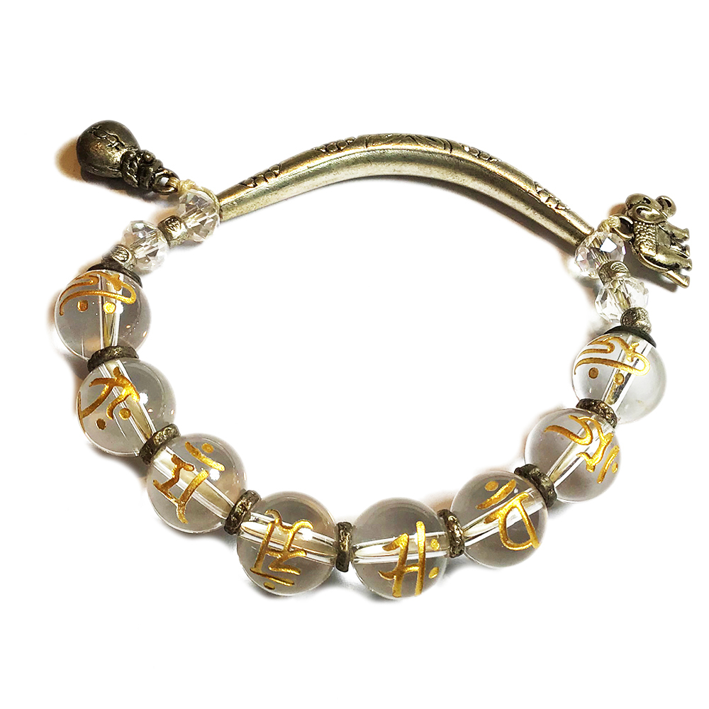 藏銀+發財咒水晶手珠10 mm【十方】134916