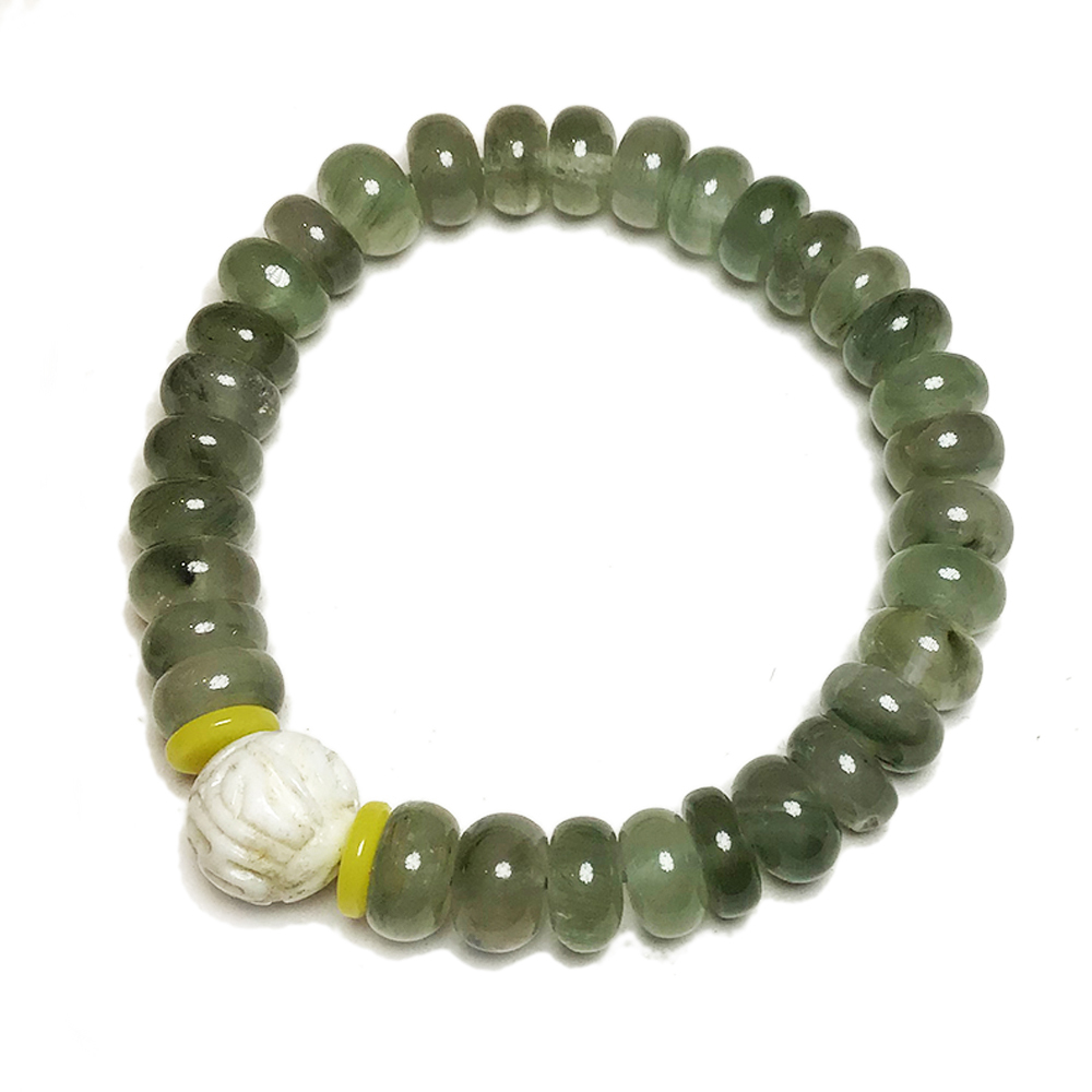 六字真言(硨磲) 綠髮晶手珠8*5mm【十方】136960