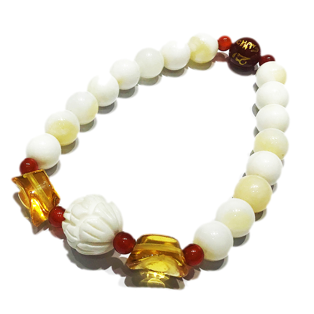 蓮花+六字真言+金線硨磲手珠8mm【十方】137563