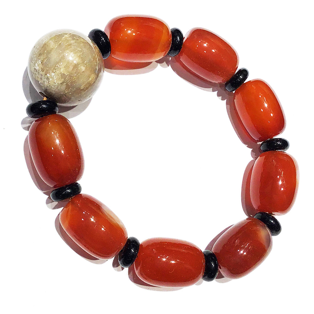 珊瑚玉化石+紅玉髓手珠【十方】137727