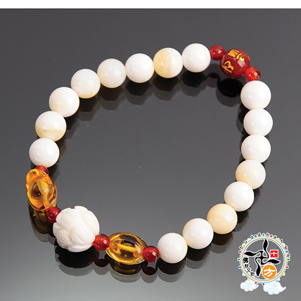 蓮花+六字真言+金線硨磲手珠8mm【十方】137563