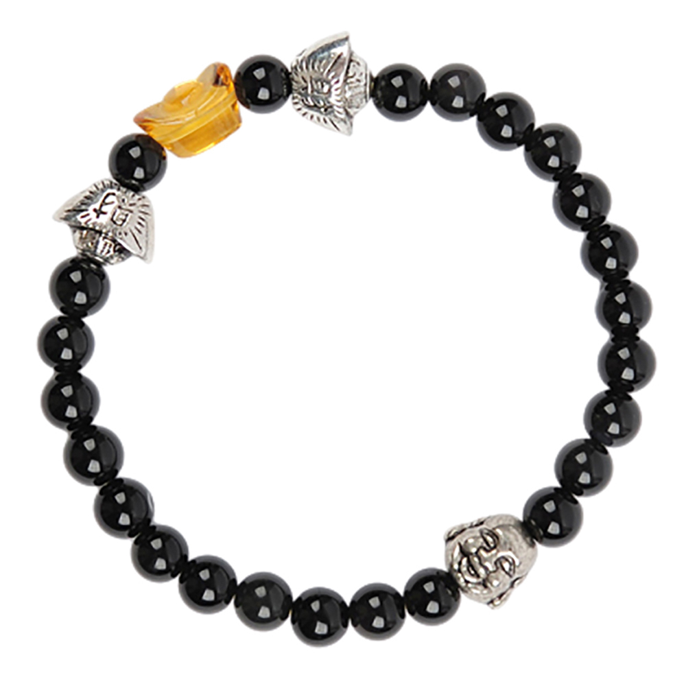 彌勒佛+元寶+黑曜岩手珠6mm【十方】139056