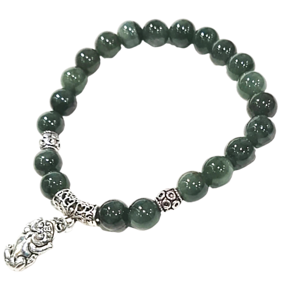 豼貅+深油青(緬甸玉)手珠8mm【十方】138363