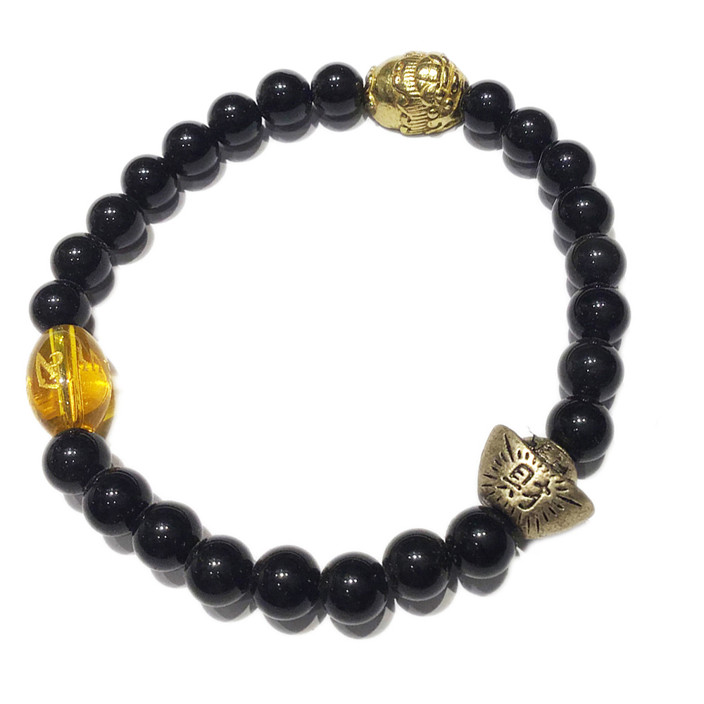 金錢龜+黑曜岩手珠6mm【十方】139070