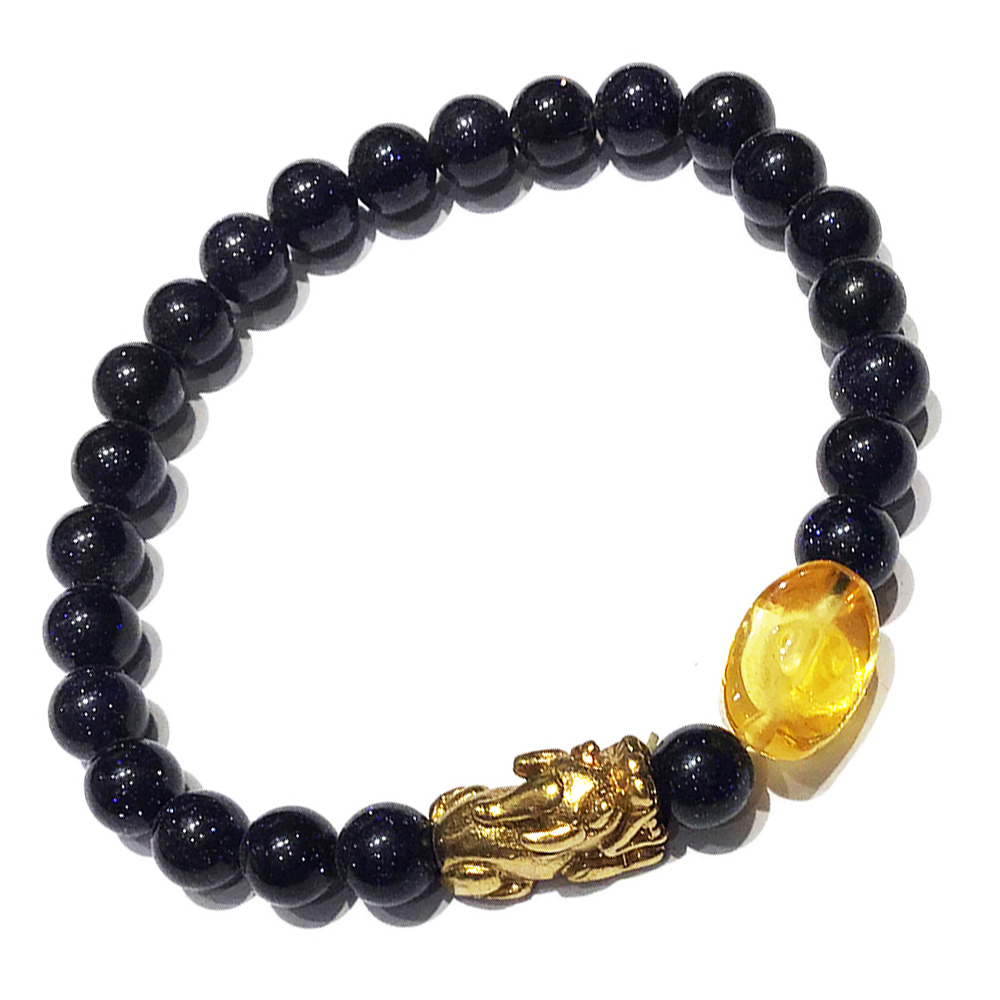 金貔貅+藍沙石手珠6mm【十方】139074