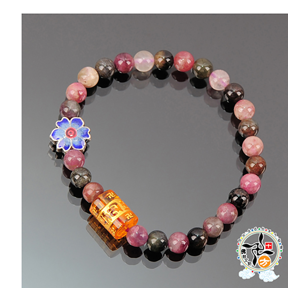 轉經輪+桃花+碧璽手珠6mm【十方】139327