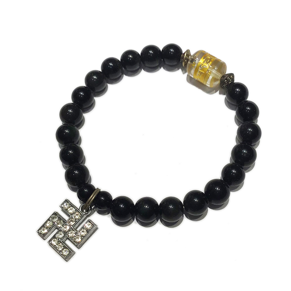卍{鑲鑽}+黑曜岩手珠8mm【十方】139982