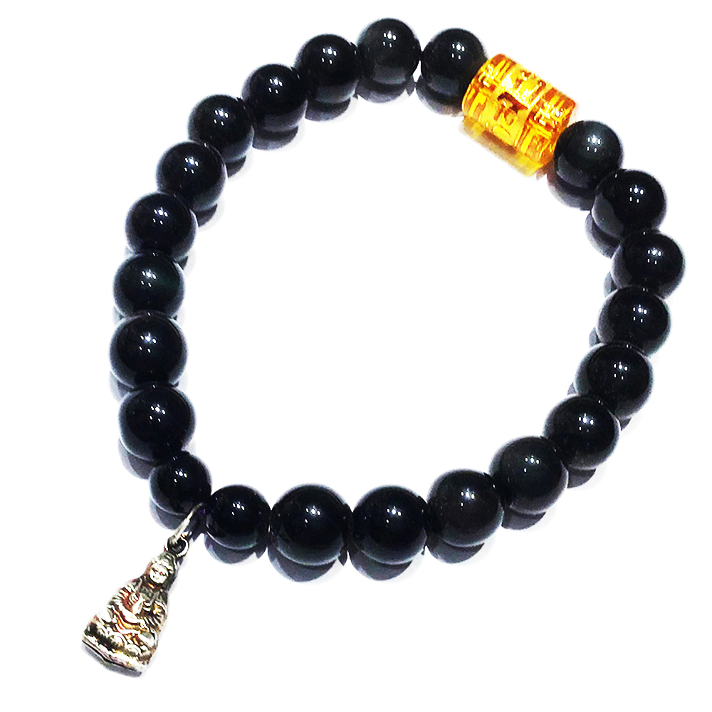 觀音925銀+黑曜岩手珠8mm【十方】140021