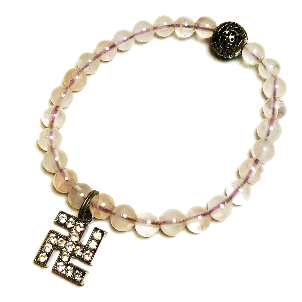 卍{鑲鑽}+粉晶手珠6mm【十方】139981