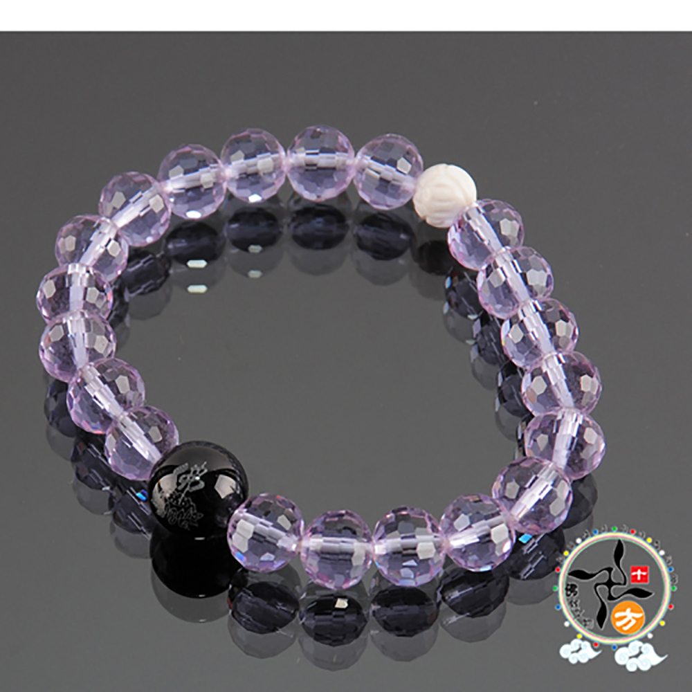 佛{黑玉髓}+紫晶琉璃手珠10mm【十方】139443