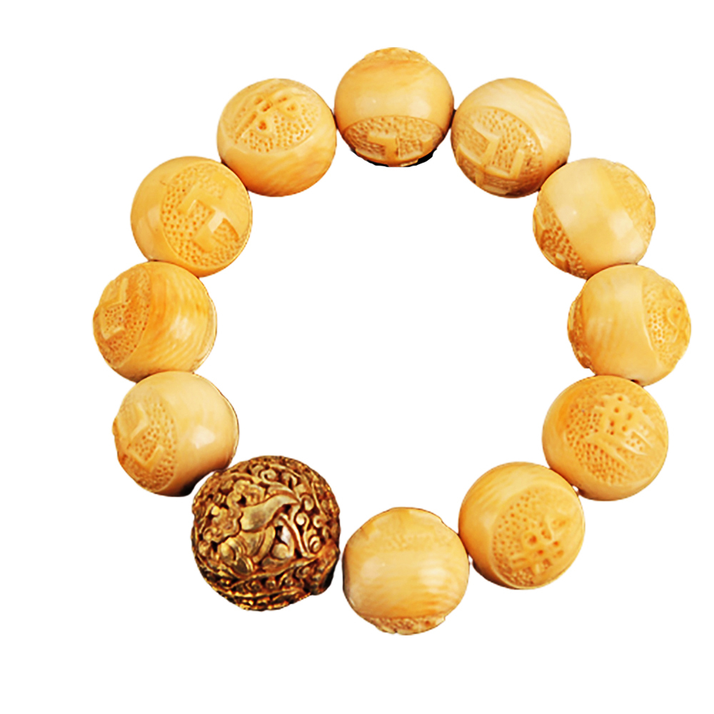 銅雕珠+象牙雕手珠16mm【十方】140403