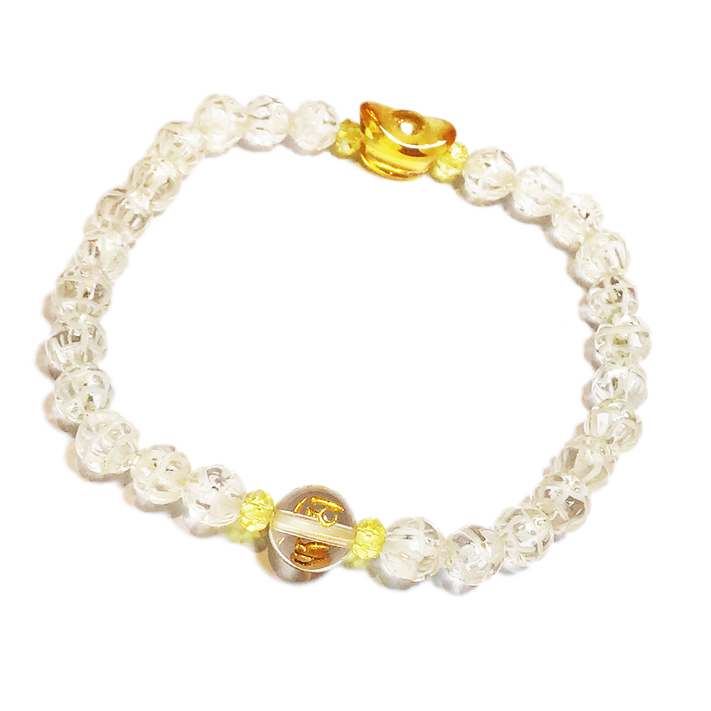 元寶+水晶蓮花手珠6mm【十方】140803