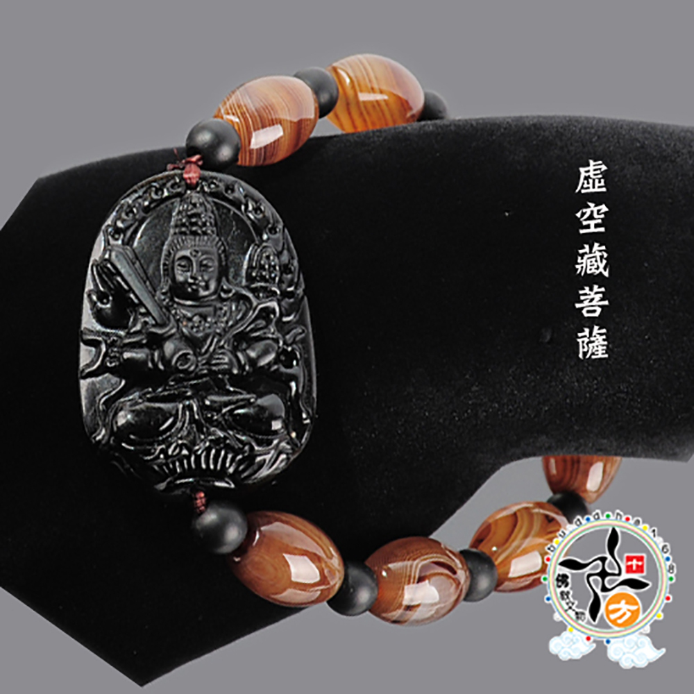 虛空藏菩薩黑曜岩+玉髓手珠【十方】140587