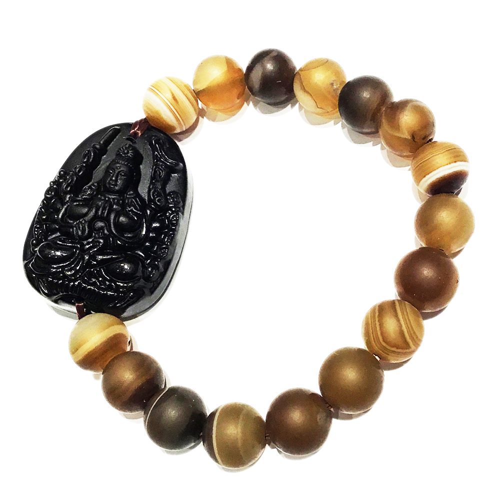 千手觀音黑曜岩 +玉髓手珠【十方】140808