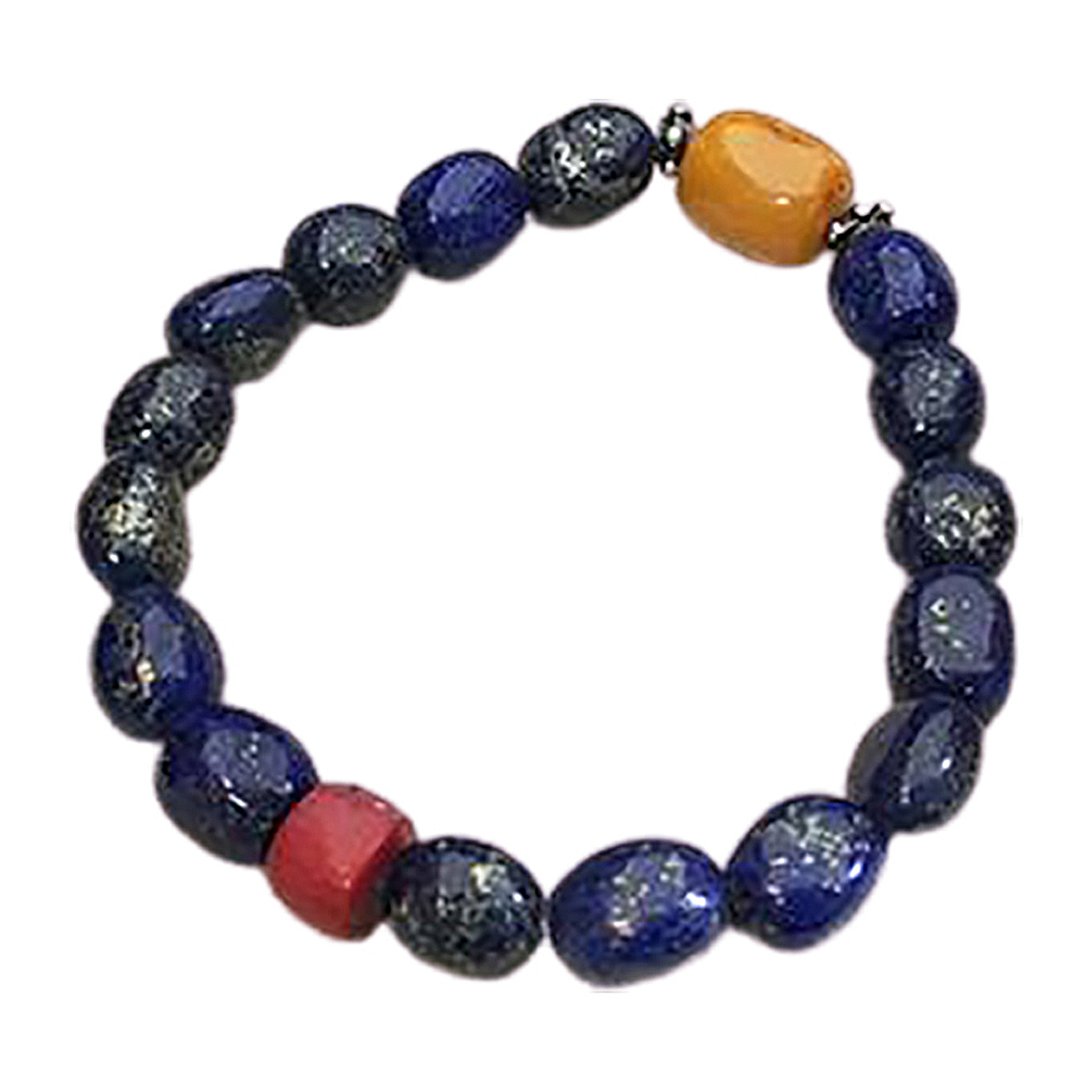 蜜納+青金石手珠7*9 mm【十方】142390