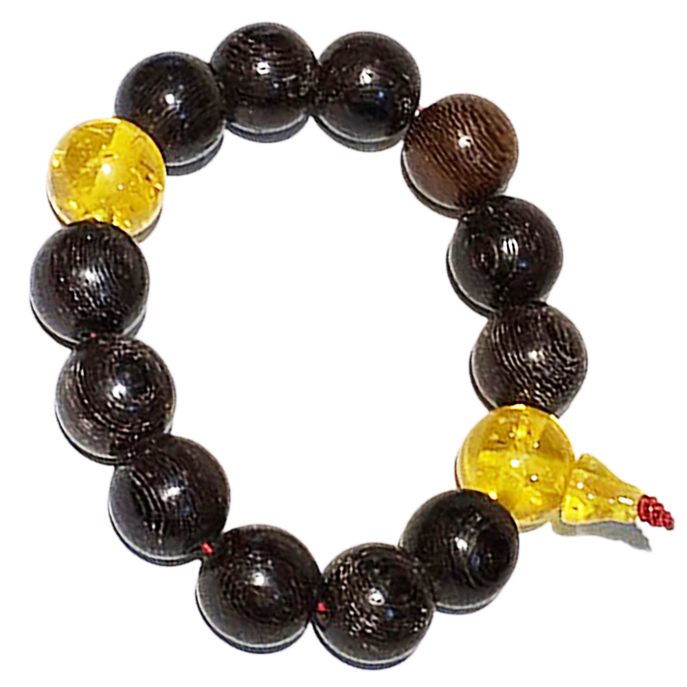 琥珀+黑檀手珠15mm【十方】142606