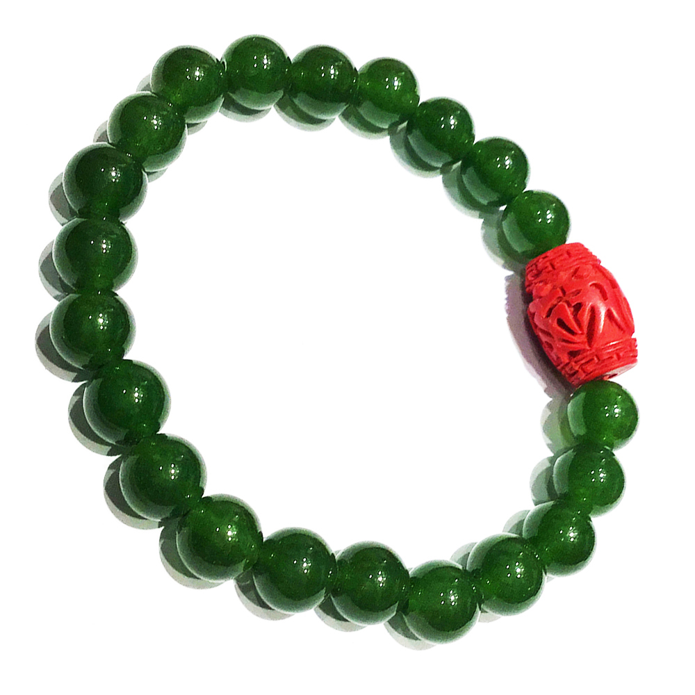 六字真言 硃砂雕 +東菱玉手珠8mm【十方】142810