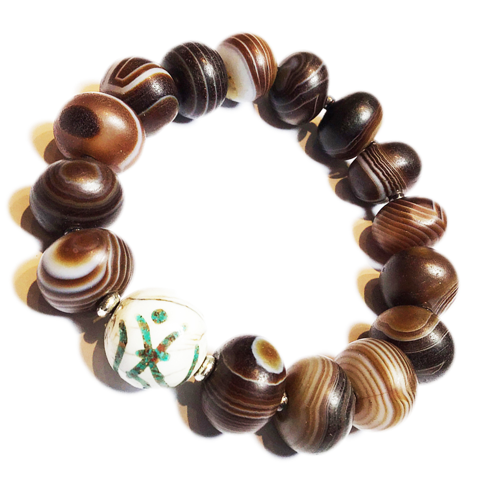 老硨磲+925銀珠+老藥師珠手珠【十方】143308