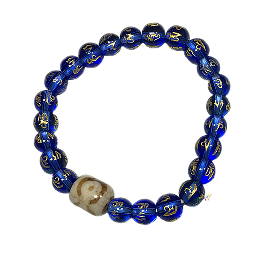 火供天珠+六字真言藍琉璃手珠8mm【十方】145529