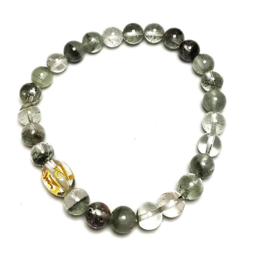 六字真言+綠幽靈水晶手珠6mm【十方】145528