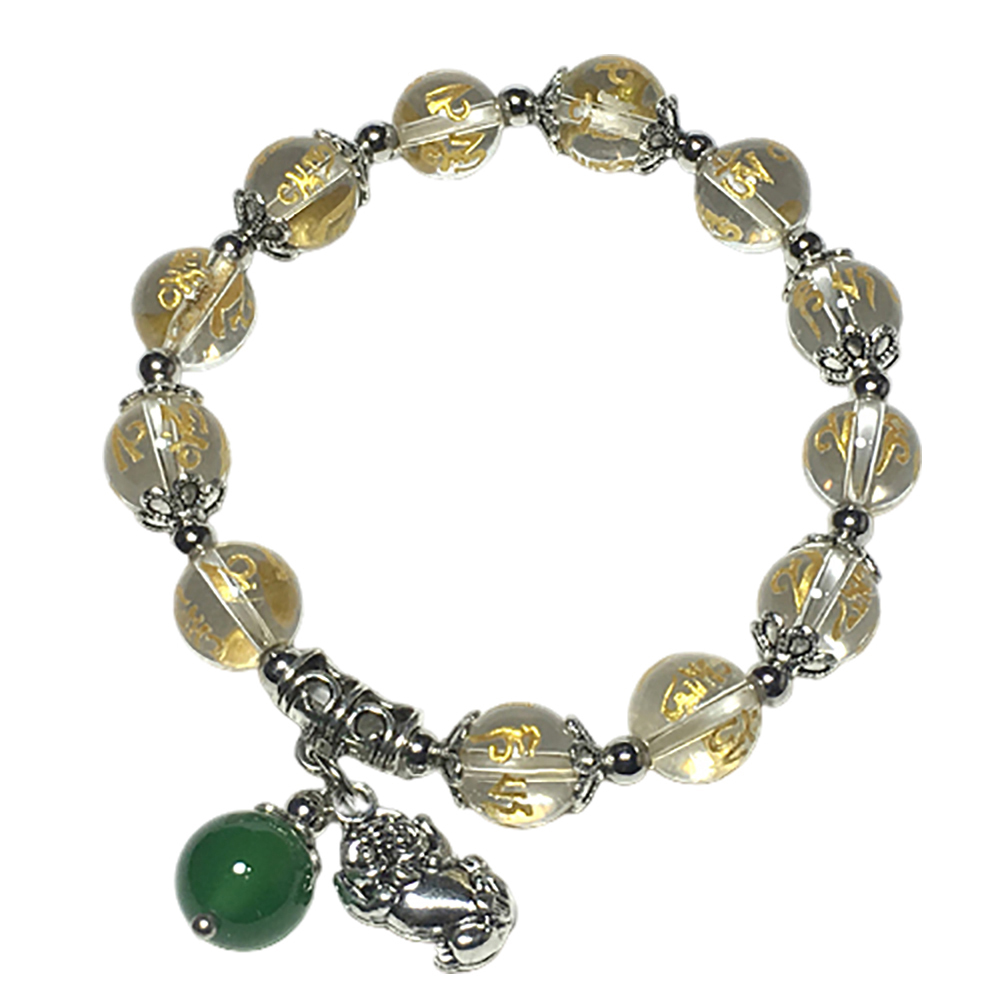 招財貔貅+六字水晶平安手珠10mm【十方】145346