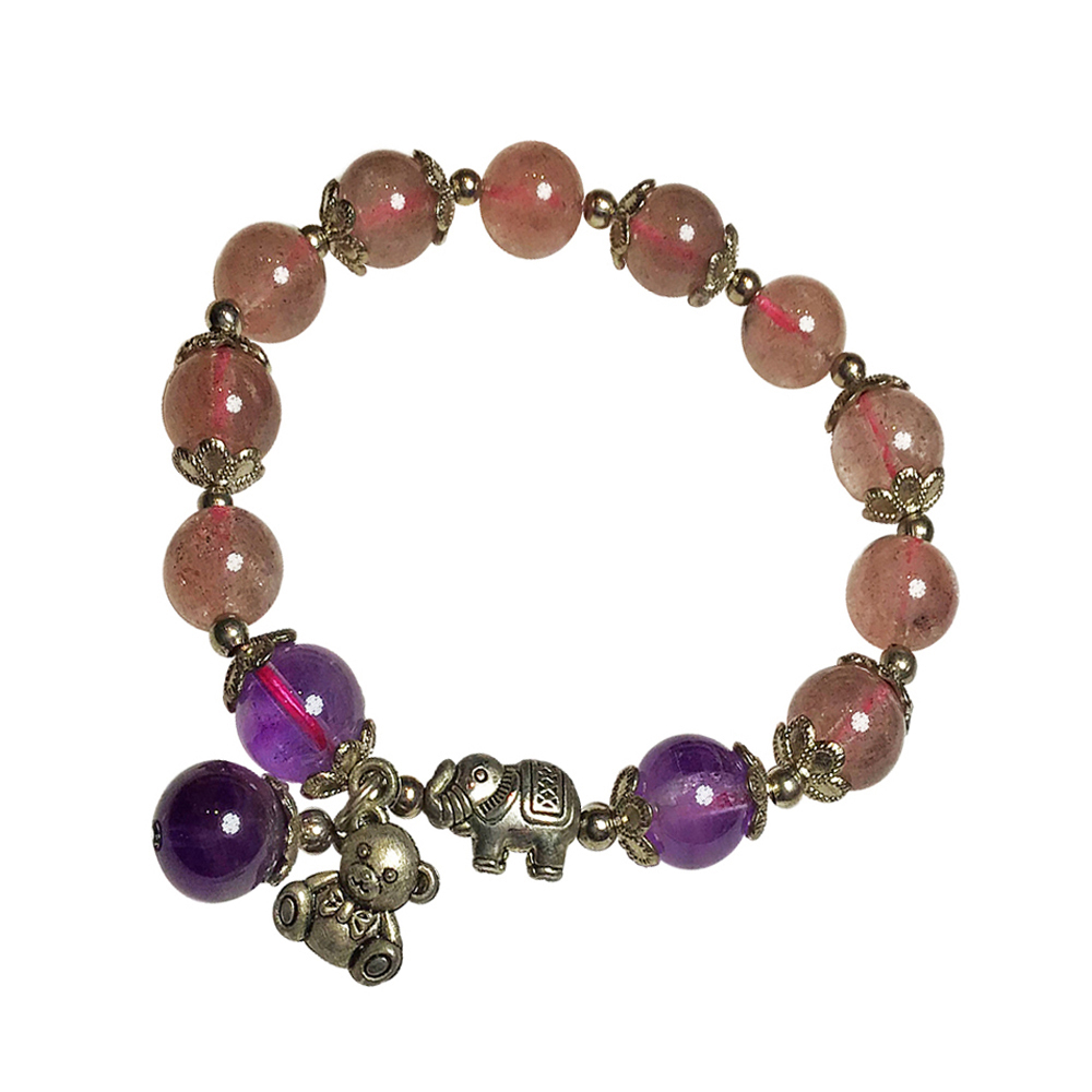 納財吉象+草莓晶 好人緣手珠10 mm【十方】145350