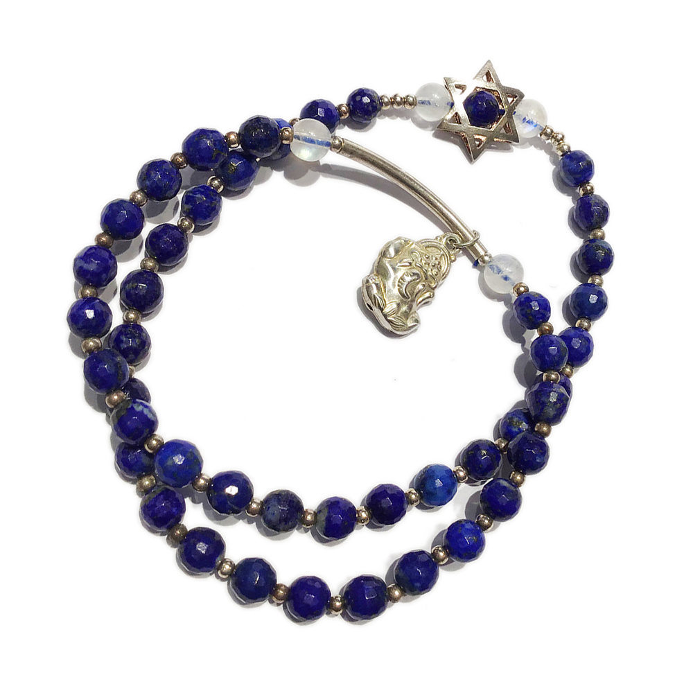 貔貅大衛星銀管{純銀}青金石手珠5mm【十方】145490