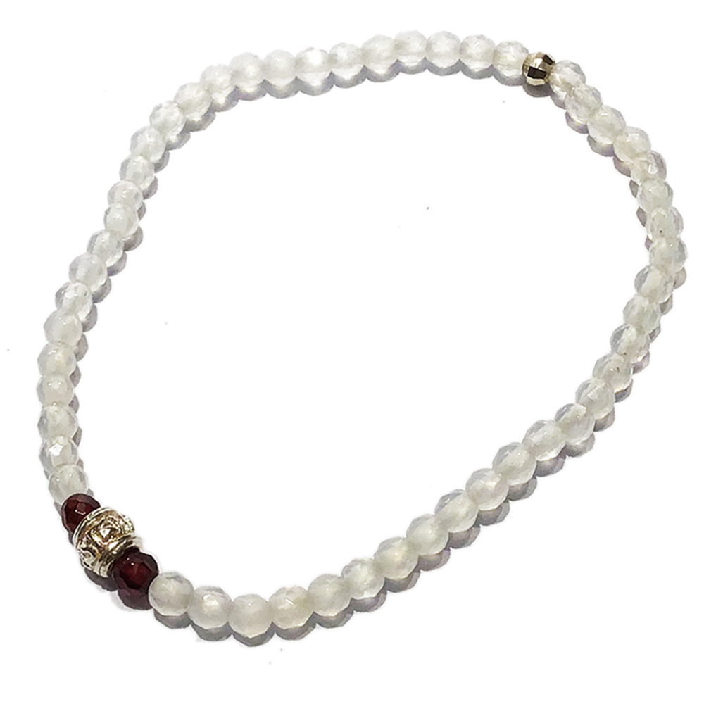 六字真言925純銀+月光石 鑽面 手珠3mm【十方】146111