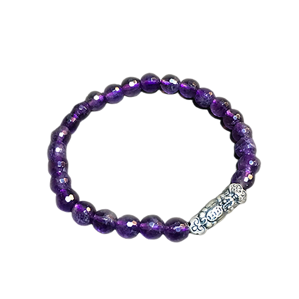 龍如意 925純銀紫晶晶鑽手珠6 mm【十方】146460
